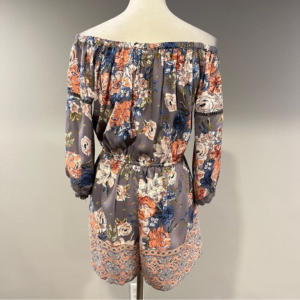 Angie long sleeve off-shoulder romper with a floral pattern‎ cottagecore - Picture 6 of 13